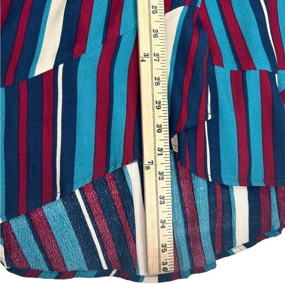 Band Of Gypsies SZ M Annie Faux Wrap Short Sleeve Striped Ruffle Dress Fairy NEW - Picture 9 of 12